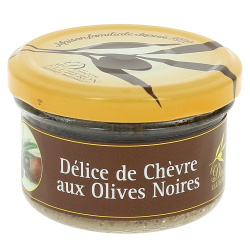 Délice de Chèvre aux Olives Noires 90g, délices du Luberon, moulin à huile, Provence, mazan, cap sur les saveurs, le trésor des oliviers