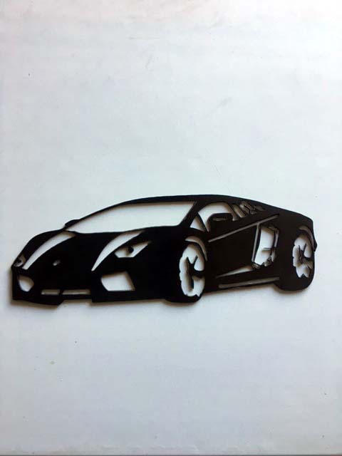 Lamborghini, d&eacute;coupe plasma, m&eacute;tal thermolaqu&eacute;, d&eacute;co metal